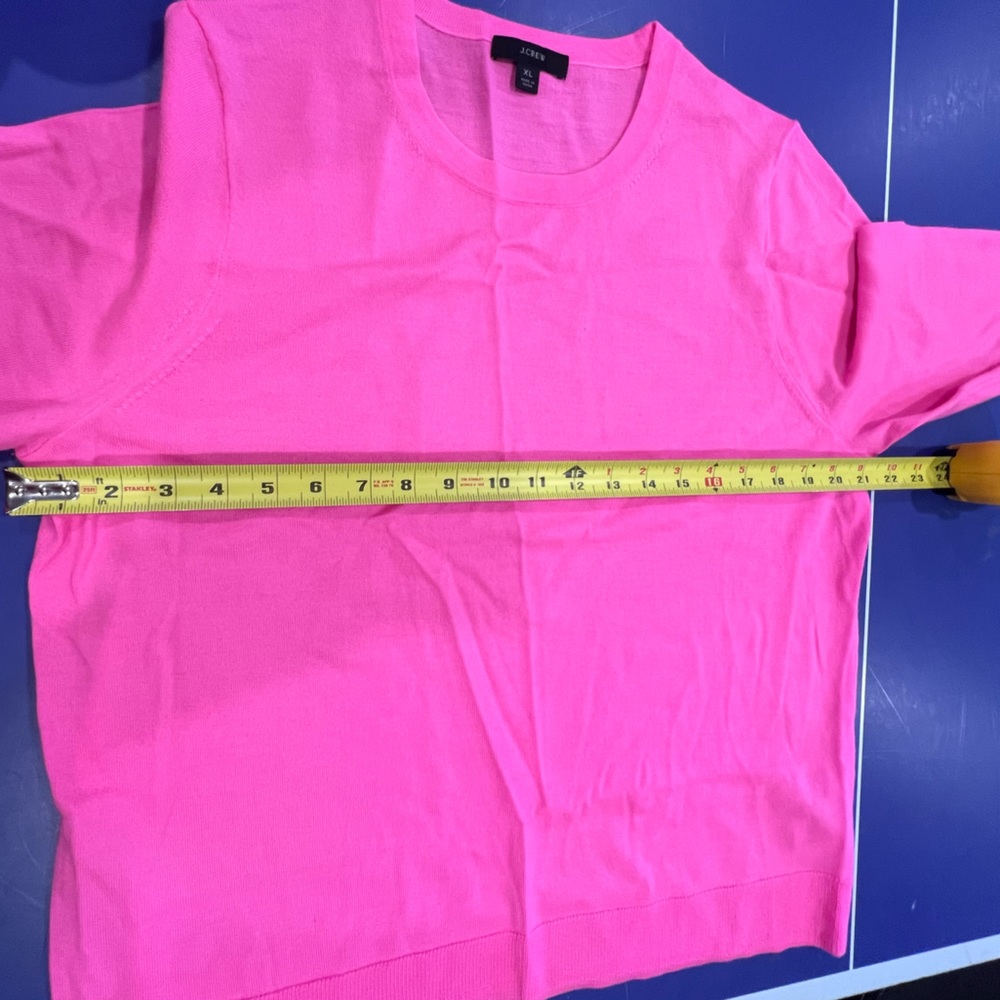 J. Crew Tippi Sweater 100% Merino Wool Hot neon Pink Long Sleeve XL extra large - Picture 11 of 12